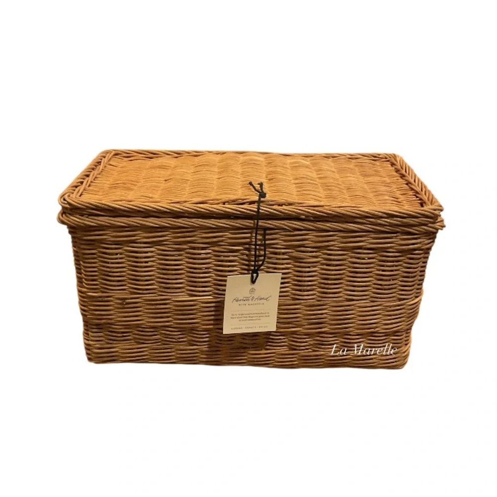 Medium Rattan Storage Basket with Lid - Hearth & Hand with Magnolia